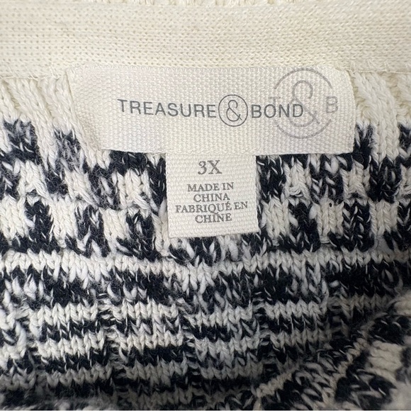 Treasure & Bond Striped Knit Women's 3X Crop Top Cable Knit Flutter Off Sleeves - Picture 5 of 7